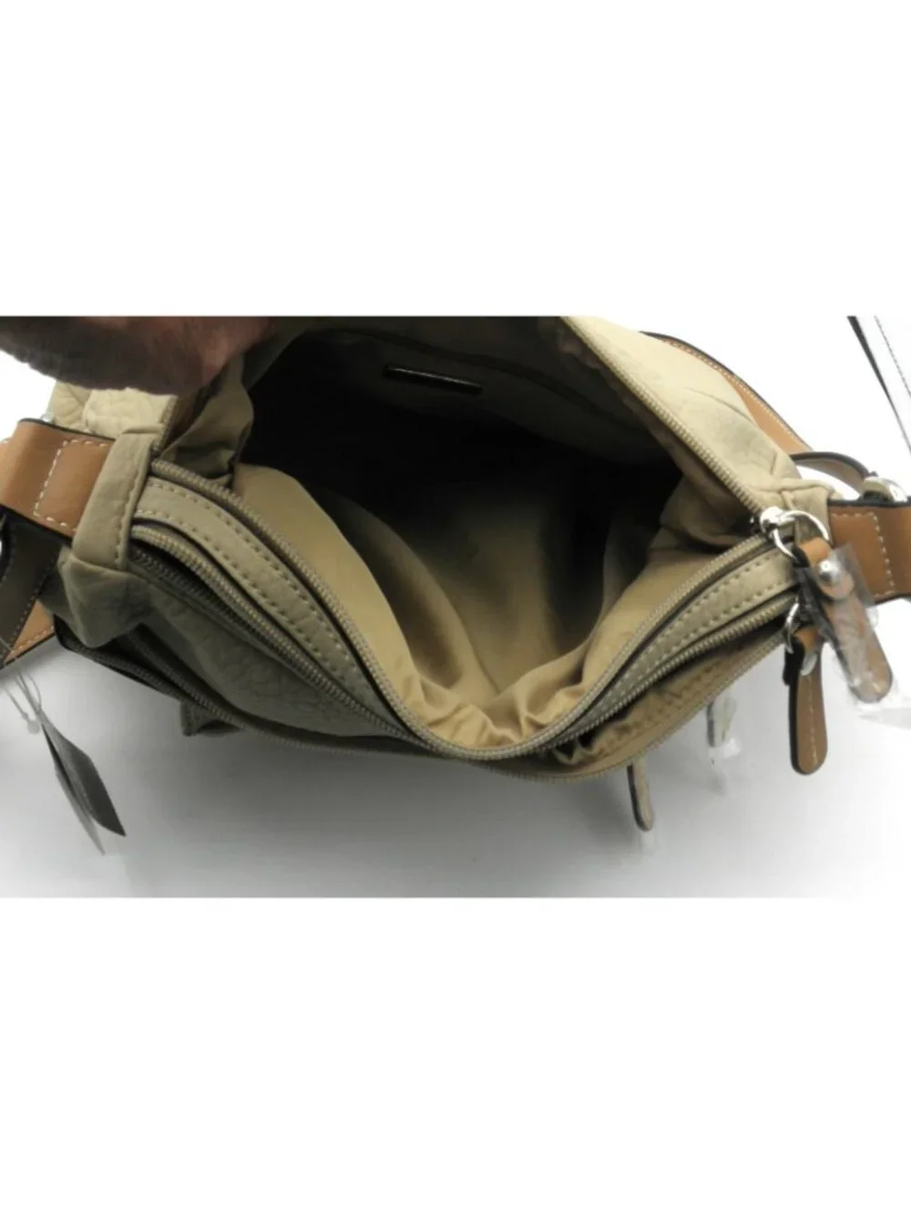 Giani Bernini Hobo Bag Faux Pebbled Leather Tan Oatmeal NWT Adjustable Strap